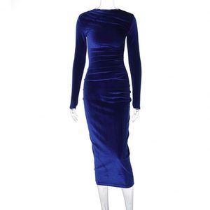 Elegant Party Outfit <strong>Evening</strong> Wear Green <strong>Suit</strong> Women Pleated Maxi Skirt 2025 Spring Summer Velvet Long Sleeve Midi Dress - Product Image 6