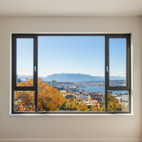 Ventanas Abatibles Minimalistas de Aluminio con Marco Delgado, Doble Acristalamiento, Rotura de Puente Térmico y Bisagras Ocultas para Arquitectura