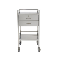 Chariot médical pour instruments chirurgicaux en acier inoxydable à 2 tiroirs à deux couches CY-D402A