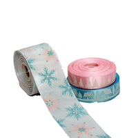 Ruban en polyester uni de 2,5 cm x 4 cm, ruban de Noël imprimé en satin, ruban personnalisé avec logo en relief, vente en gros