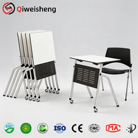 Ensemble de table et chaise de classe, mobilier scolaire, table de formation pliable avec roulettes