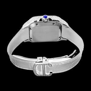 Reloj de hombre personalizado de alta calidad con cristal de hielo VVS y zafiro, caja cuadrada mecánica y diseño de superficie semi-ice de lujo. - Product Image 6