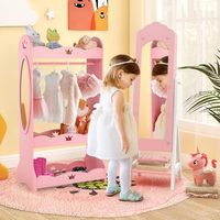 Armoire à bijoux pour enfants avec miroir, organisateur de bijoux sur pied avec miroir de pleine longueur et rangement pour petites filles