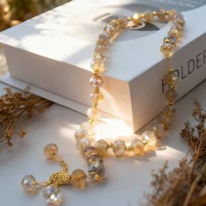 Rosario Islámico Portátil de 33 Cuentas de Cristal Étnico Liso de 10 mm, Regalo para el Eid - Product Image 1