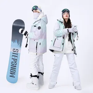 Giacca da sci moda sportiva calda all'aperto personalizzata giacca a vento da uomo multicolore da donna impermeabile calda giacca invernale da neve