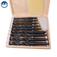 DIN 345 9 pièces Boîte En Bois Emballage Oxyde Noir FORETS HÉLICOÏDAUX À Queue Conique HSS Forets pour le forage de métaux