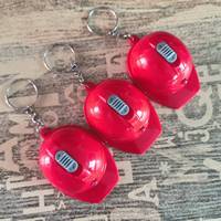 Mini lampe torche LED porte-clés en forme de casque de chantier avec fonction lumineuse, porte-clés fantaisie en forme de casque de sécurité
