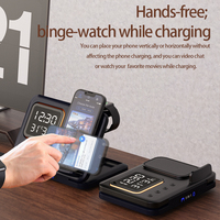 Produit de dropshipping USA, horloge de table pliable avec alarme de température et d'humidité, cadeau 5 en 1, charge rapide sans fil 15W avec veilleuse, logo