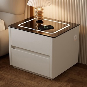 Mesa de <span class=keywords><strong>Noche</strong></span> Moderna para Dormitorio con Gabinete Metálico, Panel de Almacenamiento para Sala de Estar - Product Image 3