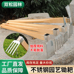 Houe en acier inoxydable avec manche en bois 60 cm, outil de jardinage pour creuser et désherber - Product Image 2