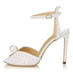 Handmade Customized Pearl Sandals Designer High Quality Fashion Wedding Dress Shoes Ladies Heels - Product Image 1