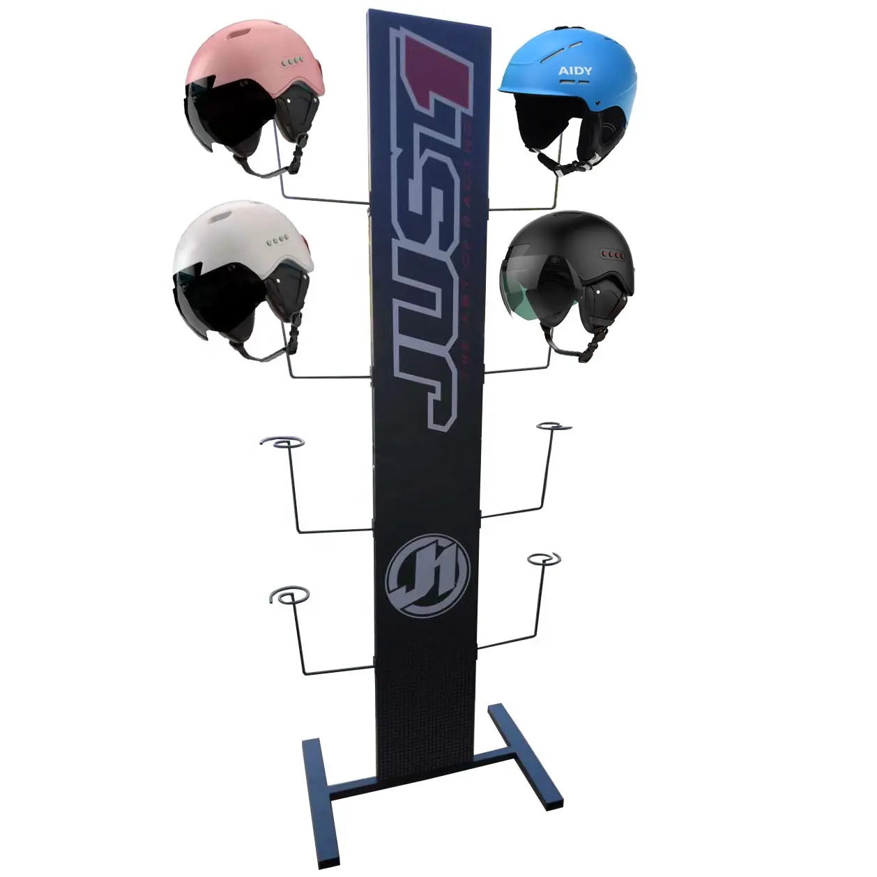 Boden stehende Metall Sicherheit Motorrad Helm Display Stand Regal Fußball Baseball Hut Stand Display Regal