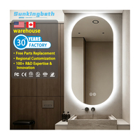 Miroir intelligent ovale de luxe avec éclairage LED, anti-buée, rétroéclairé, écran tactile, miroir de salle de bain avec lumière LED