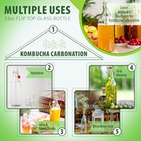 Bouteille en verre à bouchon basculant de 1000 ml pour brassage, avec bouchon, pour boissons, huile, vinaigre, kombucha, eau, soda, kéfir