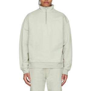 Felpe con Cappuccio Personalizzabili OEM per <span class=keywords><strong>Uomo</strong></span>, in Poliestere e Cotone, Pullover con Zip 1/4 <span class=keywords><strong>Verde</strong></span>, <span class=keywords><strong>Felpa</strong></span> con Zip a Quarto Senza Logo - Product Image 1