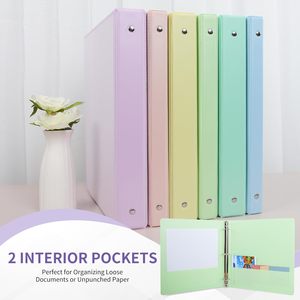 Custom Presentation Ring Binder <b>Plastic</b> Folder 1'' Office School Blue 1-Inch Round 3 Ring Binder With 2 Interior <b>Pockets</b> - Product Image 5