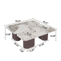 Voxhome table basse minimaliste en travertin naturel MDF table à thé petite vintage style moderne pour appartement salon