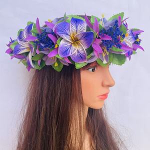 عصابة رأس جديدة من Plumeria مع أوراق زهور استوائية لرقص حولا لحفلات الزفاف اكسسوارات التخرج للفتيات الجزر - Product Image 5