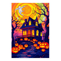 Décorations murales 5D en gros, kits de broderie mosaïque DIY, peintures diamantées, thèmes Halloween (fantôme, citrouille, lanterne) ASF2989