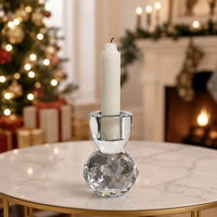 Boule de cristal à facettes hautement polie K9, porte-bougie en cristal transparent fait main, décoration pour mariage, Pâques, maison, fête, support pour bougie conique
