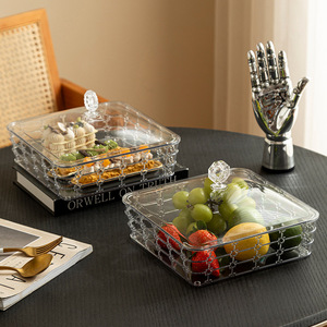 Plastic Fruit Plate Four Compartment With Lid For Home Snack Storage Rectangle Shape Party Use - Product Image 3