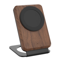 Nouveaux produits écologiques Chargeur de téléphone sans fil en bois de noyer Support 15W charge magnétique rapide pour téléphones mobiles