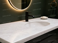 Encimeras de Mármol Blanco Opal Thassos Natural SH STONE, Encimera de Piedra Pulida, Isla de Cocina, Encimera de Baño, Corte Personalizado