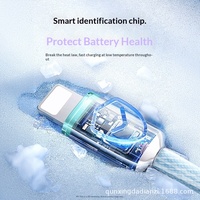 Kabel Data Nilon Berlapis Kristal Es 65W Pengisian Daya Super Cepat PD 27W Kompatibel Android untuk Tipe-C