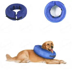 Collar de Nylon para mascotas Elizabeth, Collar inflable ajustable transpirable para recuperación de perros