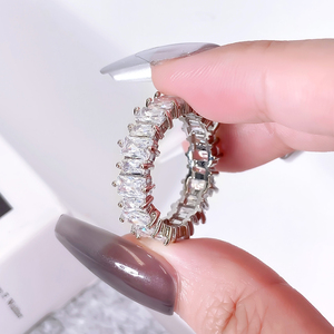 Anillos de eternidad con circonita cúbica 3A chapados en oro, diseño clásico, listos para enviar, para mujer - Product Image 6
