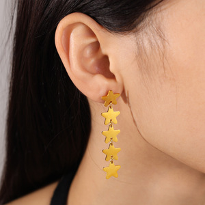 ชุดสร้อยคอจี้รูปดาวและต่างหู โลหะผสมสังกะสี เครื่องประดับสำหรับงานปาร์ตี้ของผู้หญิง สีทอง สีเงิน สไตล์มินิมอล เครื่องประดับแฟชั่น - Product Image 4