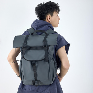 Men's <b>Backpack</b> <b>Large</b> Capacity Water Resistant Laptop Bag Solid Color Black And Gray Leisure Travel 20L And Below - Product Image 1