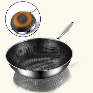 Utensilios de Cocina Personalizados HENGCW, <span class=keywords><strong>Wok</strong></span> de Acero Inoxidable 316L, Sartén Antiadherente de Tres Capas con Base Plana Sin Recubrimiento - Product Image 6