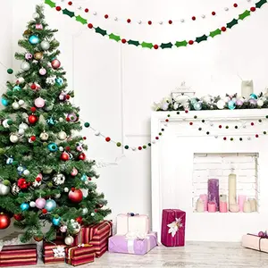 2cm 다채로운 수제 DIY 천연 양모 펠트 가정 크리스마스 트리 축제 장식 장식을위한 폼 볼 화환 배너