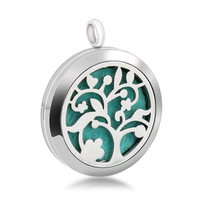 Collier diffuseur d'huiles essentielles, pendentif en alliage d'acier inoxydable Arbre de Vie