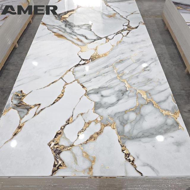 Amer Pvc Marble Sheets Uv Marble Wall Panel Tv Background Marble Wall Panel Uv Coating Wall Panel Sheet Pvc