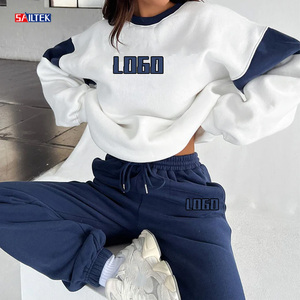 Conjunto Deportivo Personalizado con Logotipo, Sudadera con Capucha y Pantalones de Felpa para Mujer, Venta al Por Mayor, Diseño de Bloques de Color, <span class=keywords><strong>Dos</strong></span> Piezas - Product Image 4