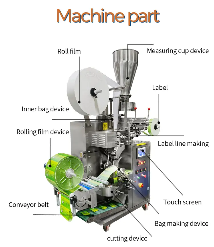 Volautomatische Dubbele Kamer Theezakje Verpakkingsmachine Kleine Theezakje Verpakkingsmachine