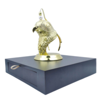 Vente directe usine : Trophée en métal tête d'oiseau dorée, récompense artisanale en métal de qualité supérieure avec base en marbre pour coupes de ligue des champions et plaques
