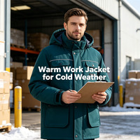 Vêtements de travail d'hiver détachables en gros, vestes unisexes avec bandes réfléchissantes, manteau de travail épaissi et résistant