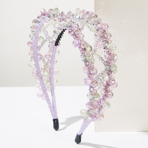 Diadema con cuentas de cristal <span class=keywords><strong>lila</strong></span> de lujo, borla desmontable, antideslizante, mariposa dulce, accesorio para el <span class=keywords><strong>cabello</strong></span> de boda - Product Image 4