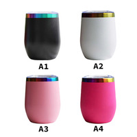 Gobelet à vin plaqué arc-en-ciel 12oz, double paroi en acier inoxydable, isotherme, gravure laser avec couvercle, pour cadeau, fête, mariage