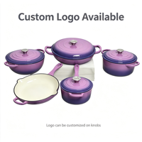 Ensemble de 5 ustensiles de cuisine LFGB FDA, antiadhésifs, sains, avec logo personnalisé, ensemble de casseroles, compatible cuisinière et four, en fonte
