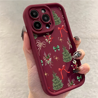 Nouvelle coque de téléphone en TPU souple antichoc avec motif cloche de Noël et nœud papillon pour iPhone 14 15 16 17 18 Pro Max, rouge, vente en gros