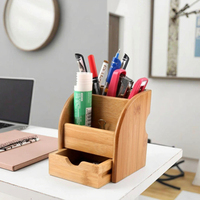 Organisateur de tiroir de bureau multifonction en bois et bambou avec boîte de rangement classique laquée autoportante à trois niveaux