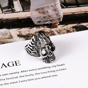 Skull Titanium Steel <b>Ring</b> Men's Index Finger Punk Style SA409 - Product Image 4