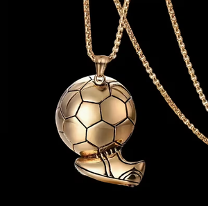 Collana con Ciondolo in Lega a Tema Calcio, Elegante e di Design per Felpe da <span class=keywords><strong>Uomo</strong></span> XR-000141 - Product Image 1