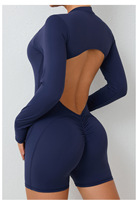 Combinaison de sport une pièce à manches longues personnalisée pour femme, douce, moulante, pour la gym, la course, le fitness et le yoga