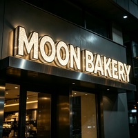 Logo LED personnalisé en acrylique éclairé par l'avant en forme d'étoile 3D en diamant, en acier inoxydable, avec télécommande pour éclairage directionnel de vitrine