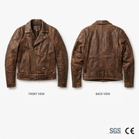 Jaket Biker Kulit Sapi Asli Vintage Distressed Khusus Musim Dingin Pria 100% Tahan Angin, Tugas Berat, Ramah Lingkungan